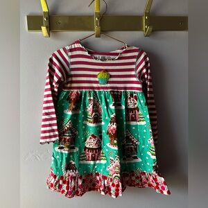Baxter & Beatrice Christmas Cupcake Gingerbread House Dress Size 4T